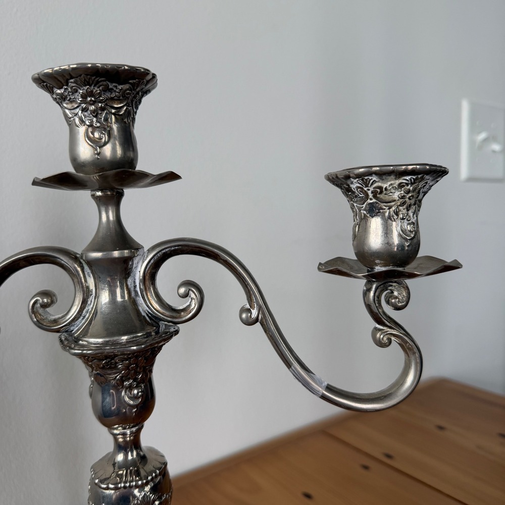 Vintage Antique Silver-Plated Victorian Style Candelabra - Picture 4 of 14